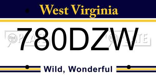 780DZW West Virginia License Plate