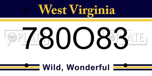 780O83 West Virginia License Plate