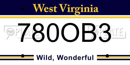 780OB3 West Virginia License Plate