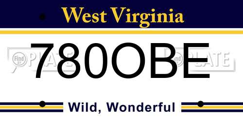 780OBE West Virginia License Plate