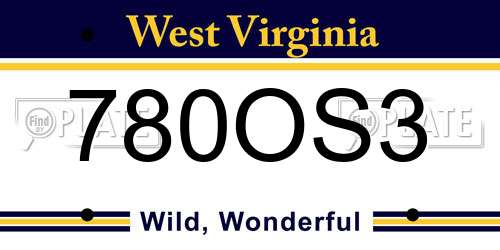 780OS3 West Virginia License Plate