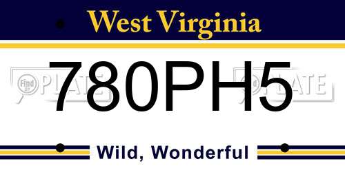 780PH5 West Virginia License Plate