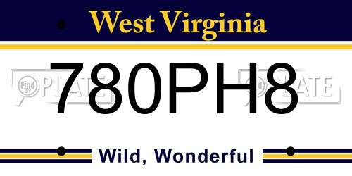 780PH8 West Virginia License Plate