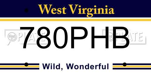 780PHB West Virginia License Plate