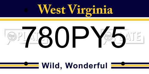 780PY5 West Virginia License Plate