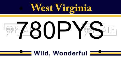 780PYS West Virginia License Plate