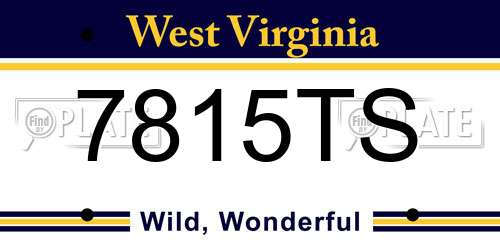 7815TS West Virginia License Plate