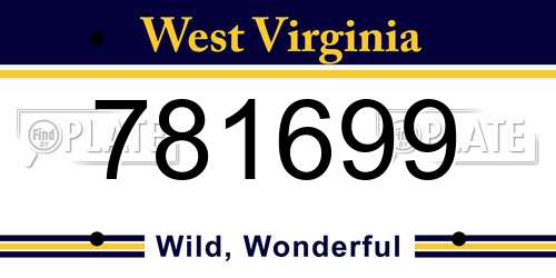 781699 West Virginia License Plate