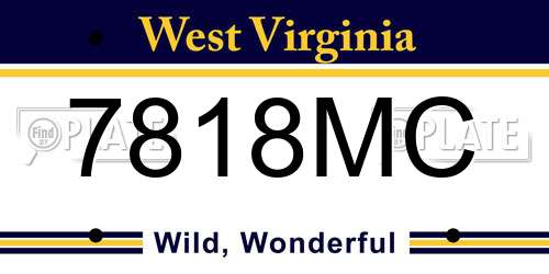 7818MC West Virginia License Plate