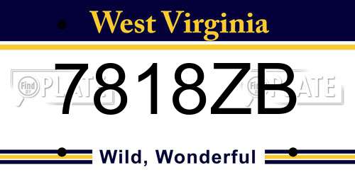 7818ZB West Virginia License Plate