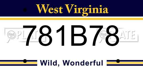 781B78 West Virginia License Plate