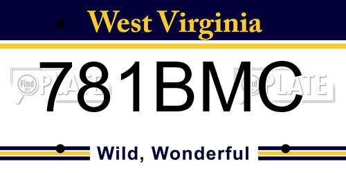 781BMC West Virginia License Plate