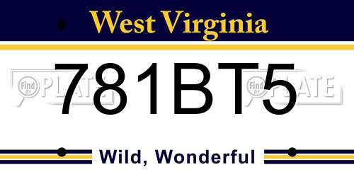 781BT5 West Virginia License Plate
