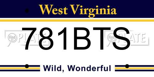 781BTS West Virginia License Plate