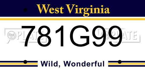 781G99 West Virginia License Plate