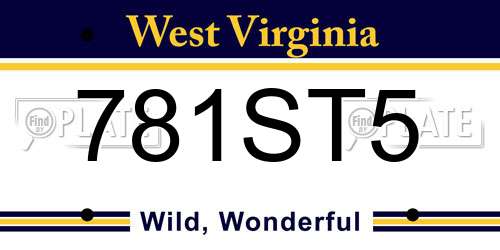 781ST5 West Virginia License Plate