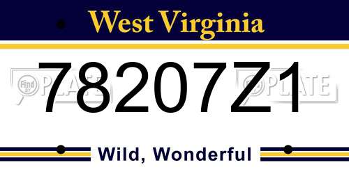 78207Z1 West Virginia License Plate