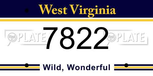 7822 West Virginia License Plate
