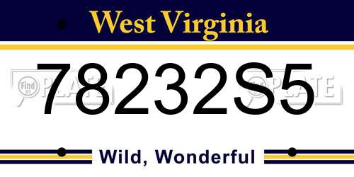78232S5 West Virginia License Plate