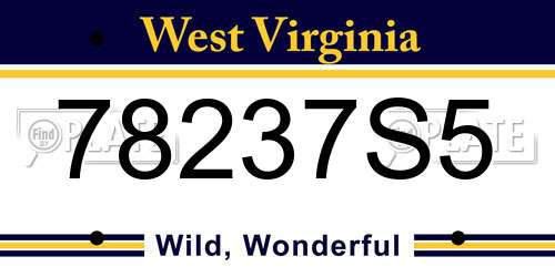 78237S5 West Virginia License Plate
