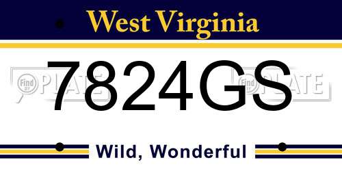 7824GS West Virginia License Plate