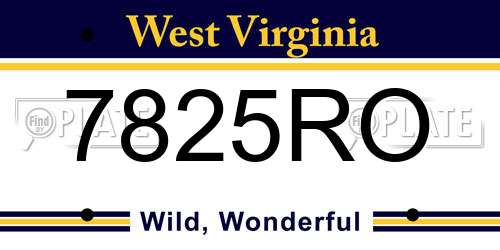 7825RO West Virginia License Plate