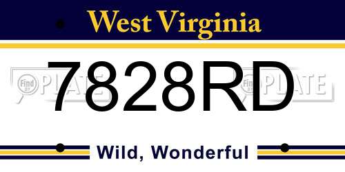 7828RD West Virginia License Plate