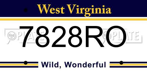 7828RO West Virginia License Plate