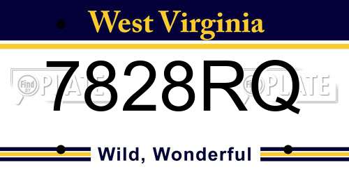 7828RQ West Virginia License Plate