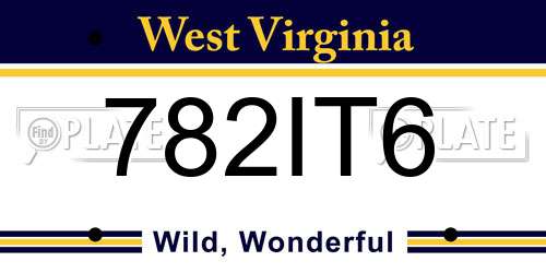 782IT6 West Virginia License Plate