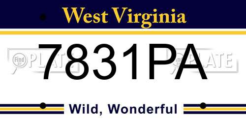 7831PA West Virginia License Plate