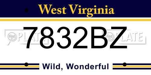 7832BZ West Virginia License Plate