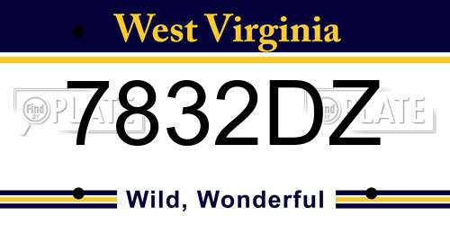 7832DZ West Virginia License Plate