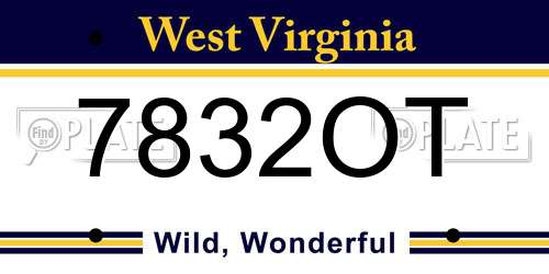 7832OT West Virginia License Plate