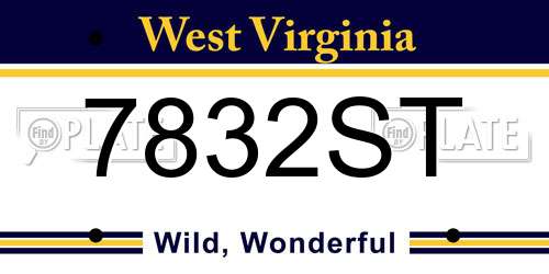 7832ST West Virginia License Plate
