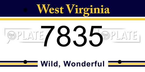 7835 West Virginia License Plate