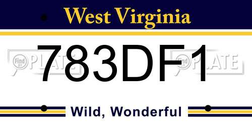 783DF1 West Virginia License Plate