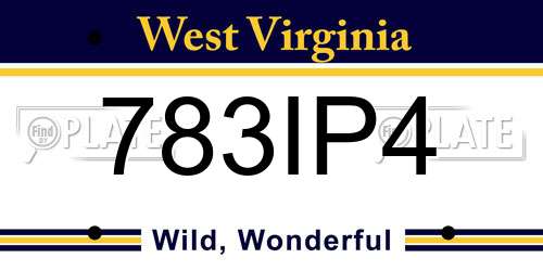783IP4 West Virginia License Plate