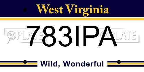 783IPA West Virginia License Plate
