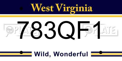 783QF1 West Virginia License Plate