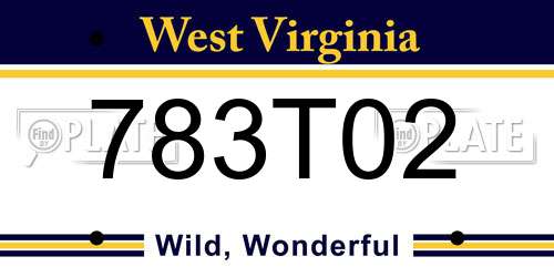 783T02 West Virginia License Plate
