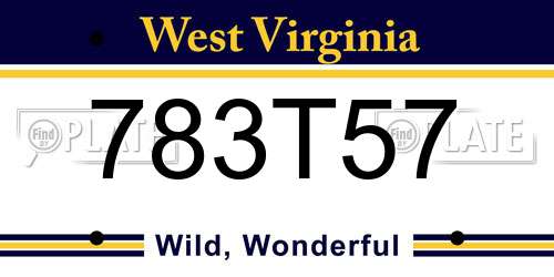 783T57 West Virginia License Plate