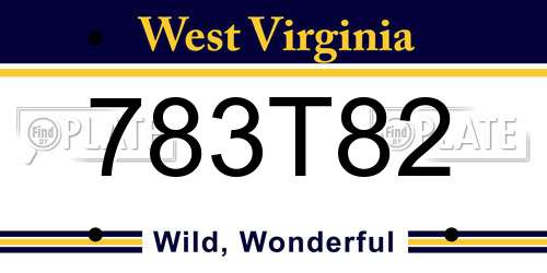 783T82 West Virginia License Plate