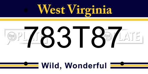 783T87 West Virginia License Plate
