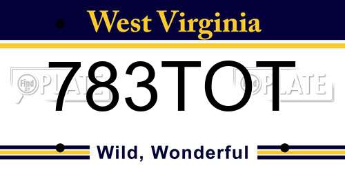 783TOT West Virginia License Plate