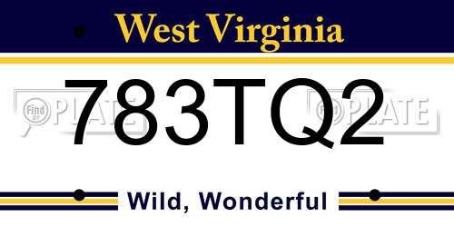 783TQ2 West Virginia License Plate