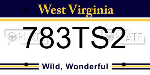 783TS2 West Virginia License Plate