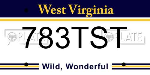 783TST West Virginia License Plate