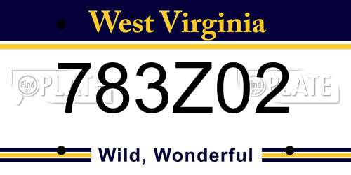 783Z02 West Virginia License Plate