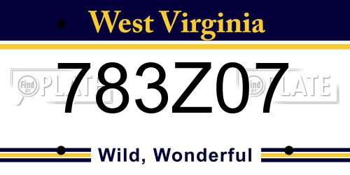 783Z07 West Virginia License Plate
